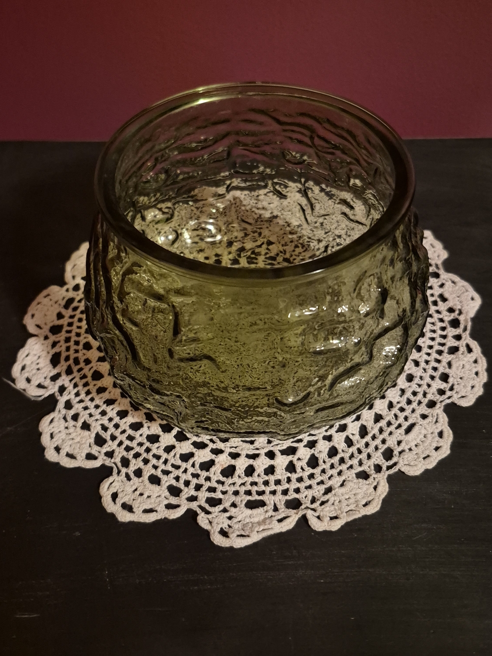 Vintage E.O. Brody Textured Green Glass Bowl